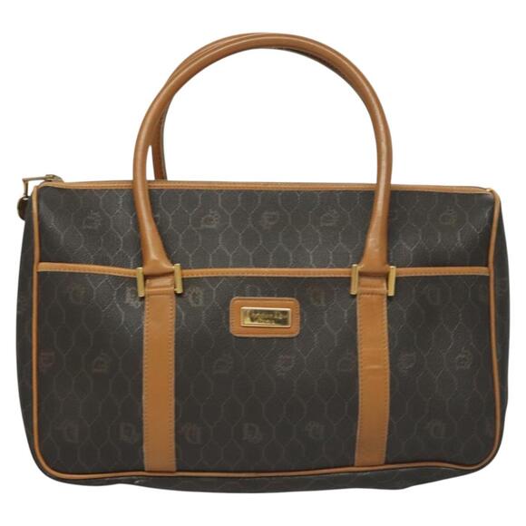 DIOR Honeycomb Canvas Hand Bag Pvc Black Gold - Picture 2 of 12